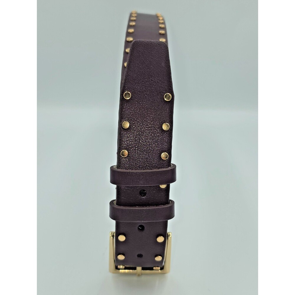 White House Black Market Burgundy Gold Studded Belt Size S M New Without Tags